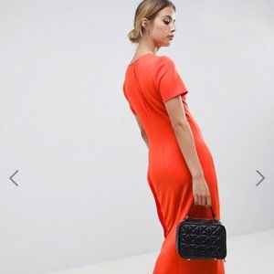 ASOS ruched side midi with zip detail NWOT